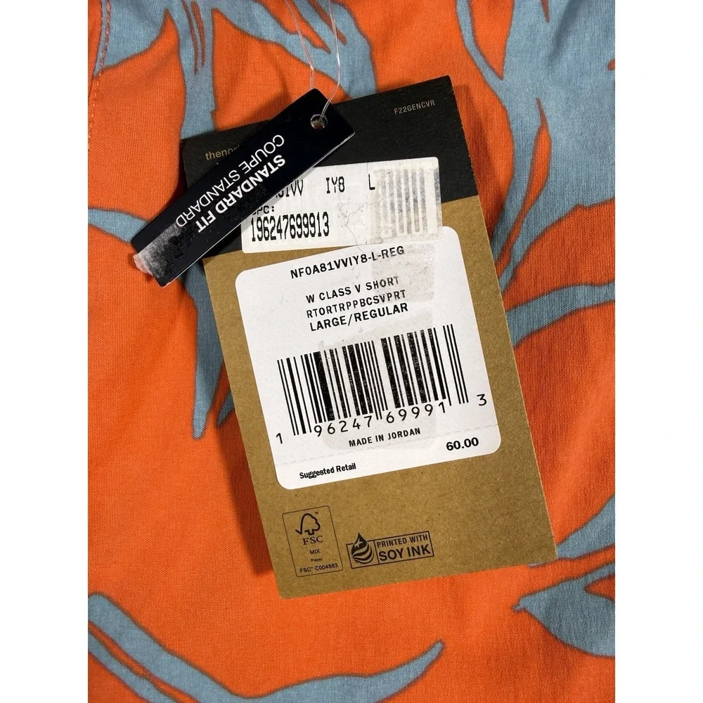 The North Face Orange‎ & Blue Leaf Boardshorts Water Shorts Women's NWT Large